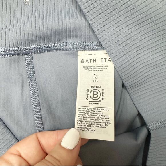 Athleta Transcend Rib Crop Shadow Blue Ribbed Leggings Size XL - Picture 3 of 5